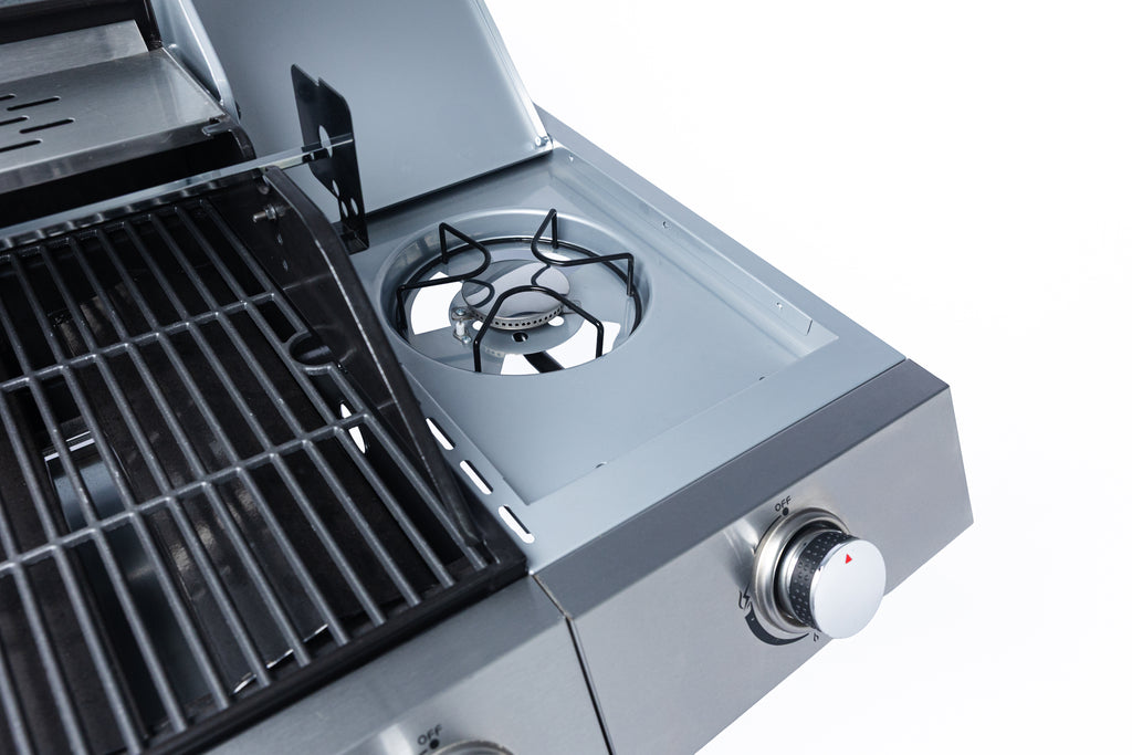 My Store 5 Burner Commander Gas Braai with LPGSA approval, featuring four cooking zones and a sturdy stainless steel design.