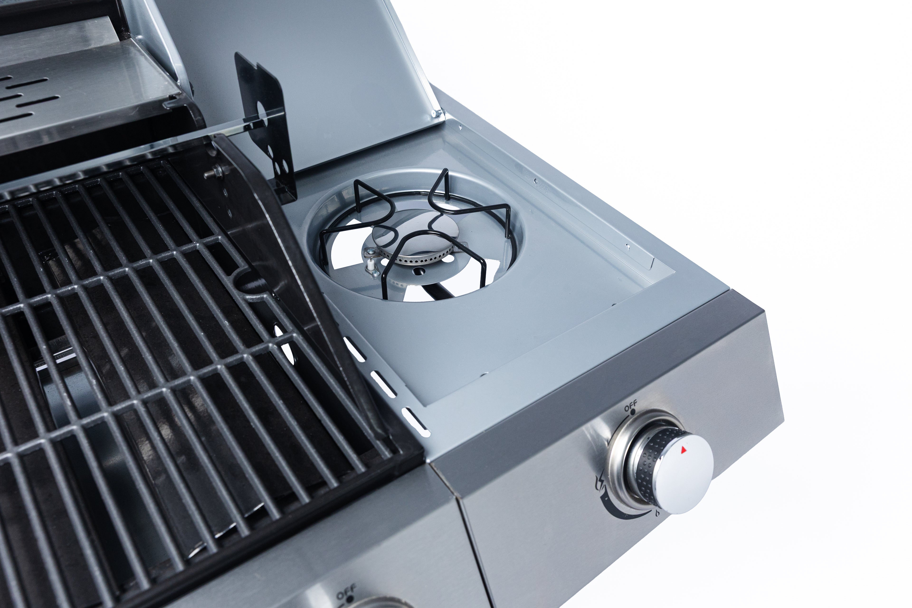 My Store 5 Burner Commander Gas Braai with LPGSA approval, featuring four cooking zones and a sturdy stainless steel design.