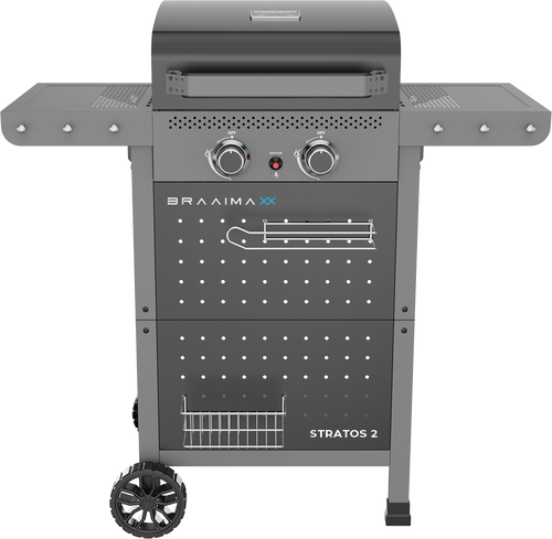 Cadac Braaimaxx Stratos 2 gas braai with LPGSA approval, featuring a sturdy design and cooking surface for outdoor grilling.