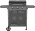 Cadac Braaimaxx Stratos 3 gas braai with sturdy metal grill and control knobs, ideal for outdoor grilling and barbecues.