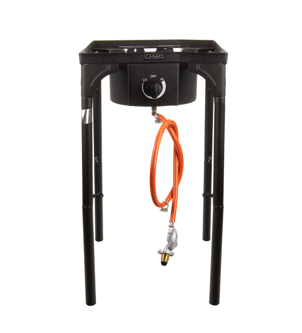 My Store Single Burner Gas Cooker with LPGSA approval, featuring a compact design and stainless steel surface.