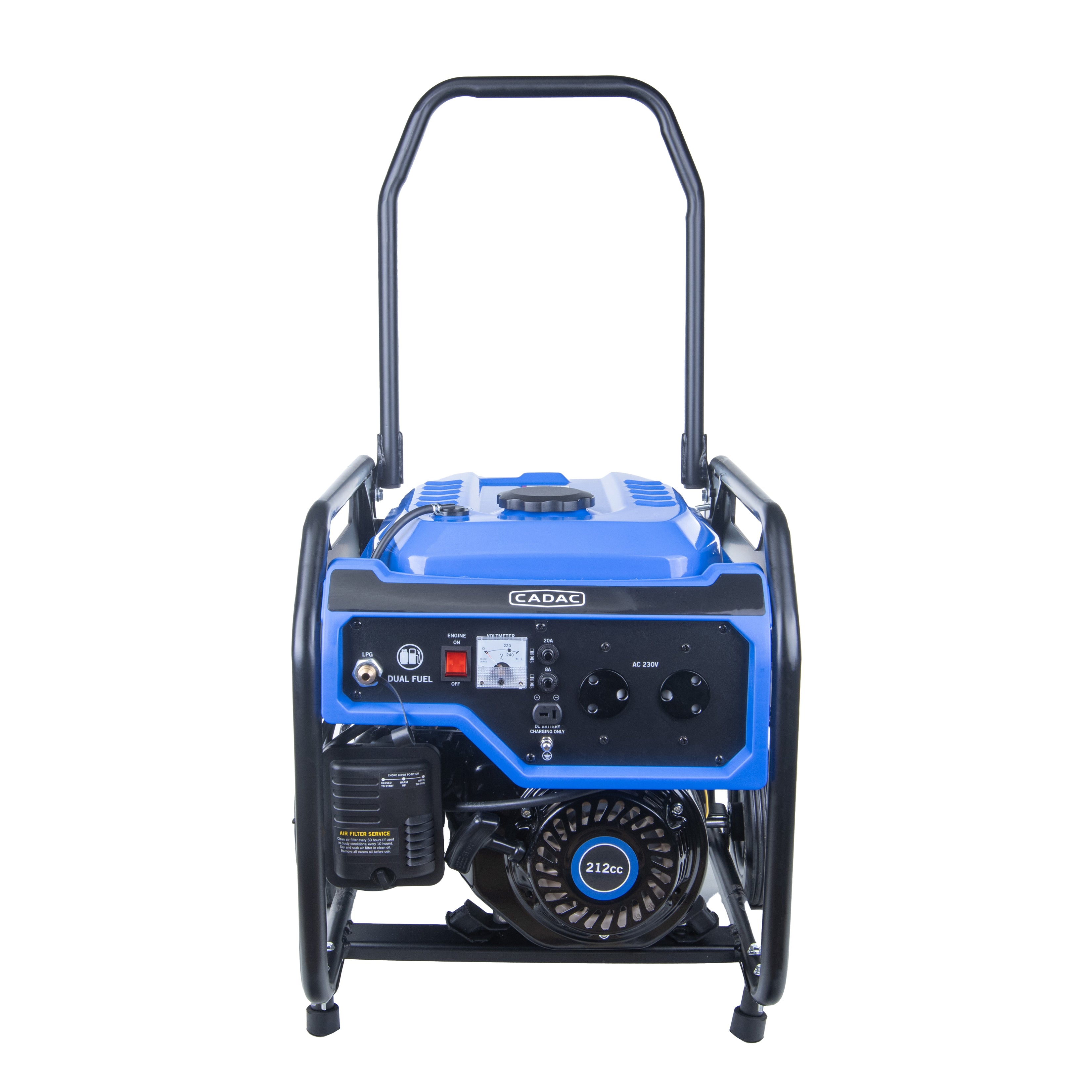 My Store Petrol/LPG Dual Generator 3200W with front view, LPGSA approved, versatile power source for home or outdoor use.