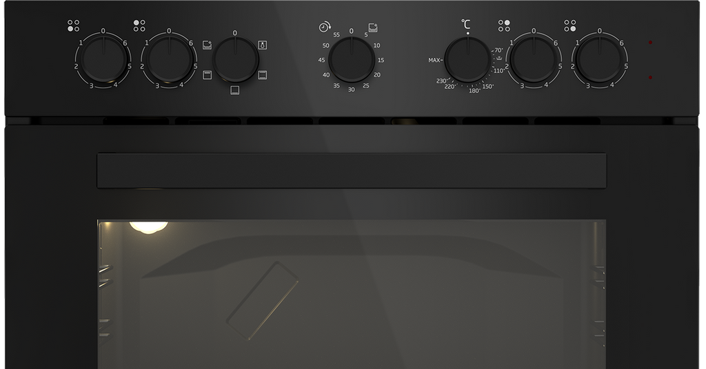 60cm Slimline Undercounter Static Oven Black - The Gas Boys