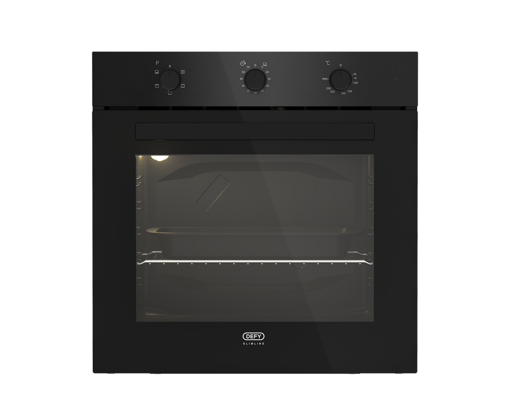 60cm Slimline Eye-Level Static Oven Black - The Gas Boys