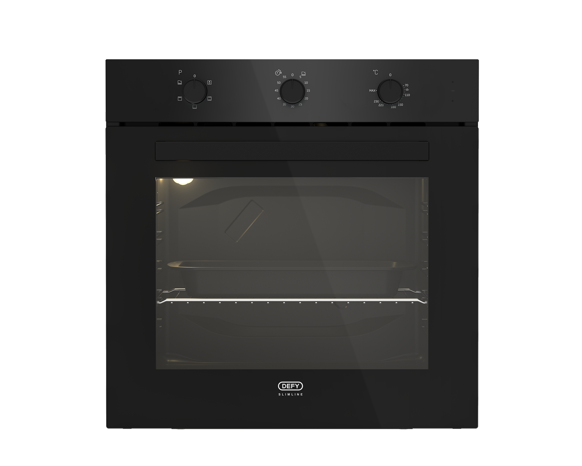 60cm Slimline Eye-Level Static Oven Black - The Gas Boys