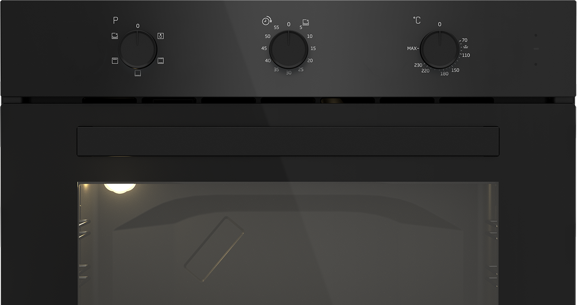 60cm Slimline Eye-Level Static Oven Black - The Gas Boys
