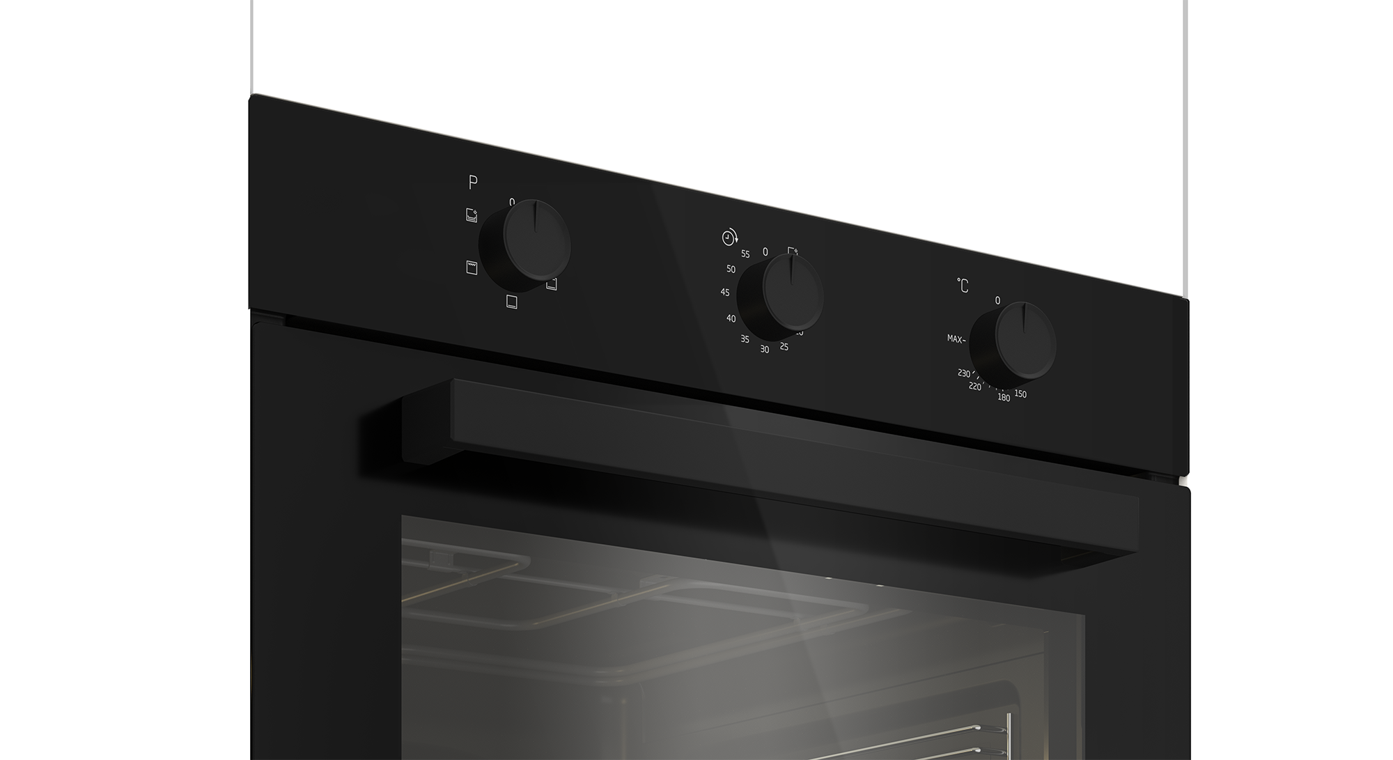 60cm Slimline Eye-Level Static Oven Black - The Gas Boys