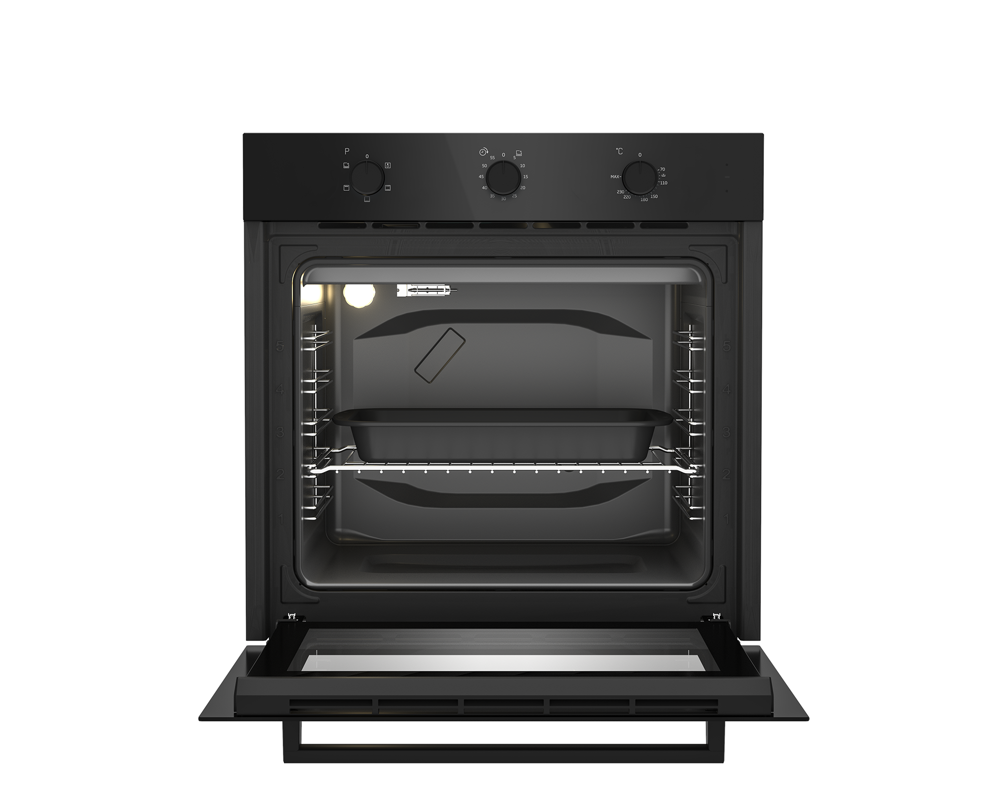60cm Slimline Eye-Level Static Oven Black - The Gas Boys