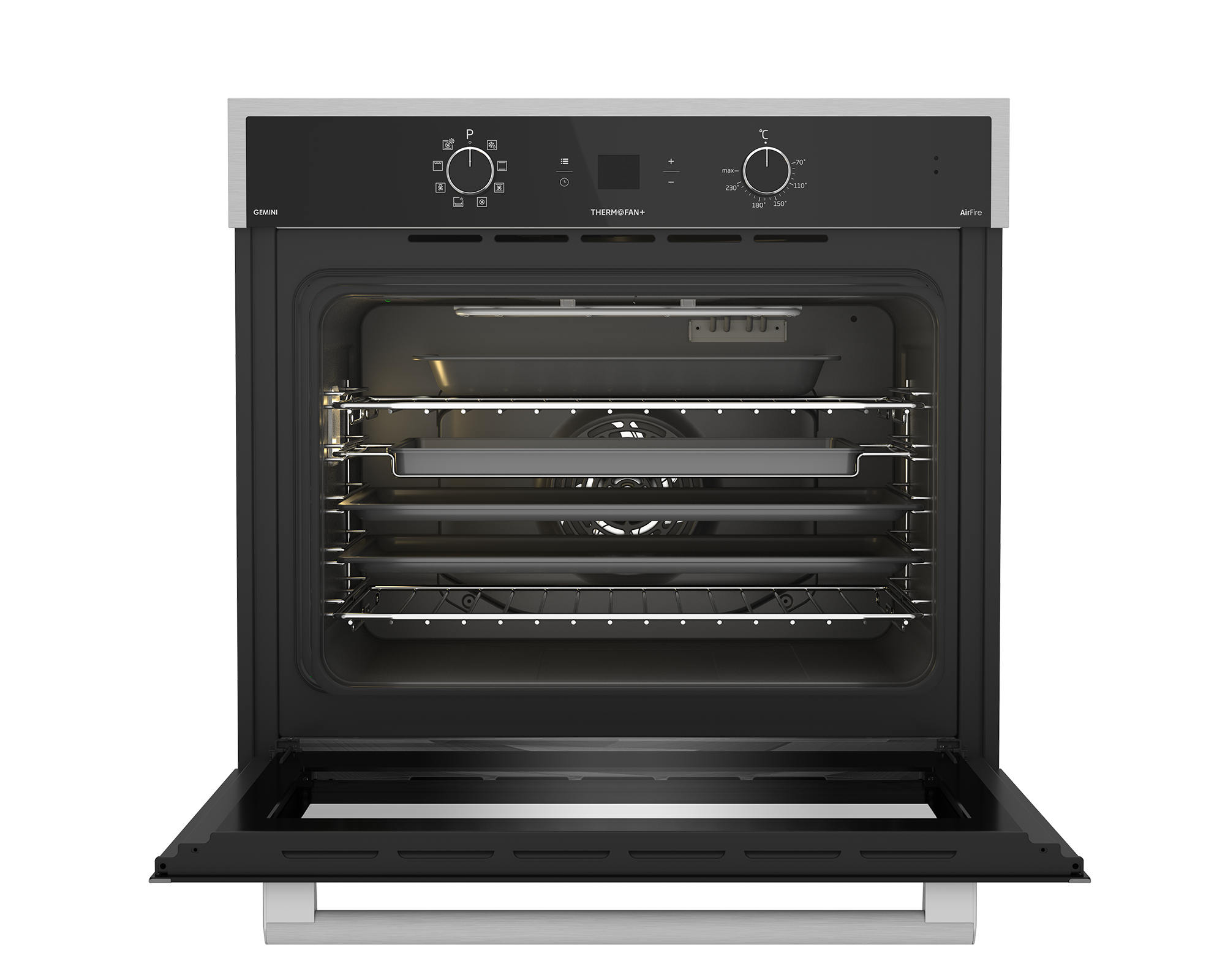70cm Gemini Single Oven ThermoFan+ & AirFire Mirror - The Gas Boys