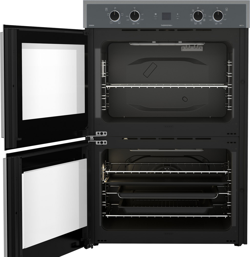 70cm Gemini Double Oven ThermoFan+ & AirFire Mirror - The Gas Boys