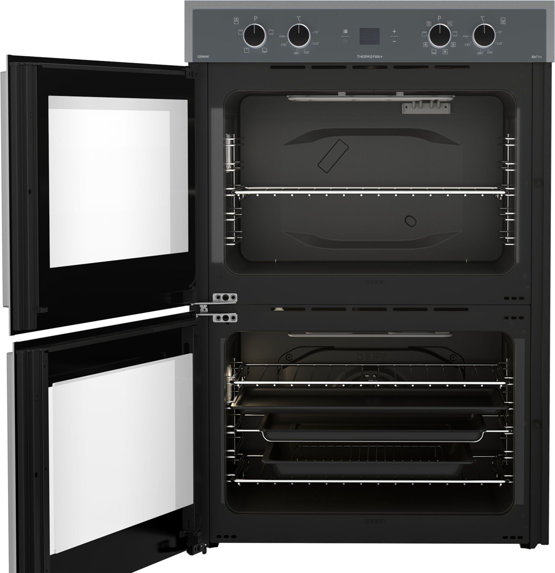 70cm Gemini Double Oven ThermoFan+ & AirFire Mirror - The Gas Boys