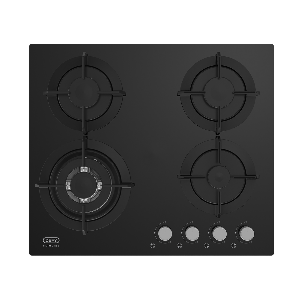 60cm Slimline Gas on Glass Hob with Wok Black - The Gas Boys