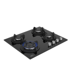 60cm Slimline Gas on Glass Hob with Wok Black - The Gas Boys