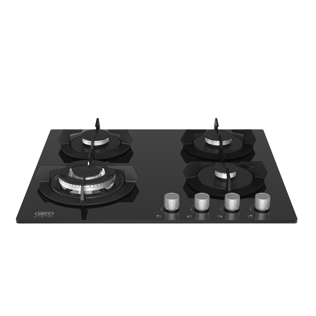 60cm Slimline Gas on Glass Hob with Wok Black - The Gas Boys
