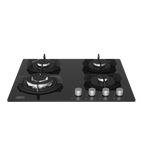 60cm Slimline Gas on Glass Hob with Wok Black - The Gas Boys