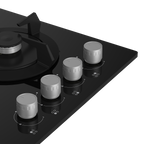 60cm Slimline Gas on Glass Hob with Wok Black - The Gas Boys