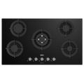 90cm Gemini Gas on Glass Hob with Wok Black - The Gas Boys