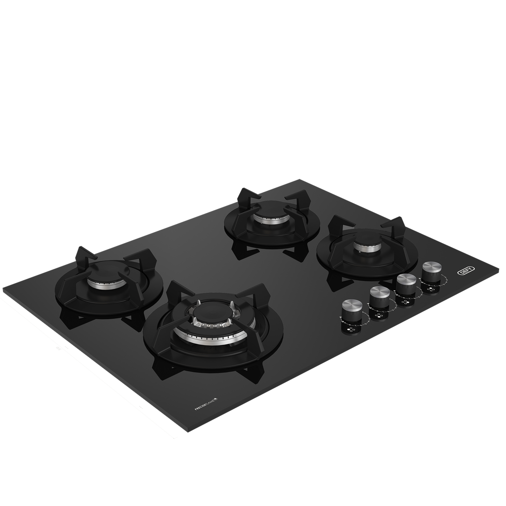 70cm Gemini Gas on Glass Hob with Wok Black - The Gas Boys