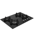 70cm Gemini Gas on Glass Hob with Wok Black - The Gas Boys