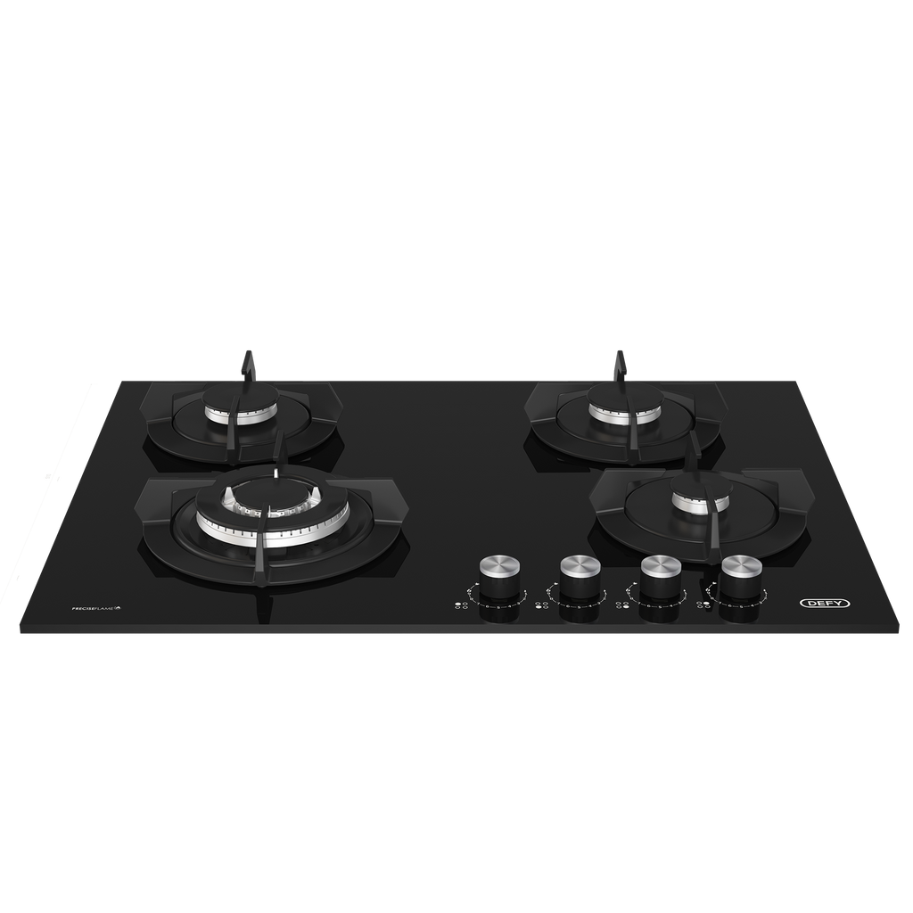 70cm Gemini Gas on Glass Hob with Wok Black - The Gas Boys