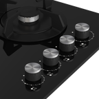 70cm Gemini Gas on Glass Hob with Wok Black - The Gas Boys