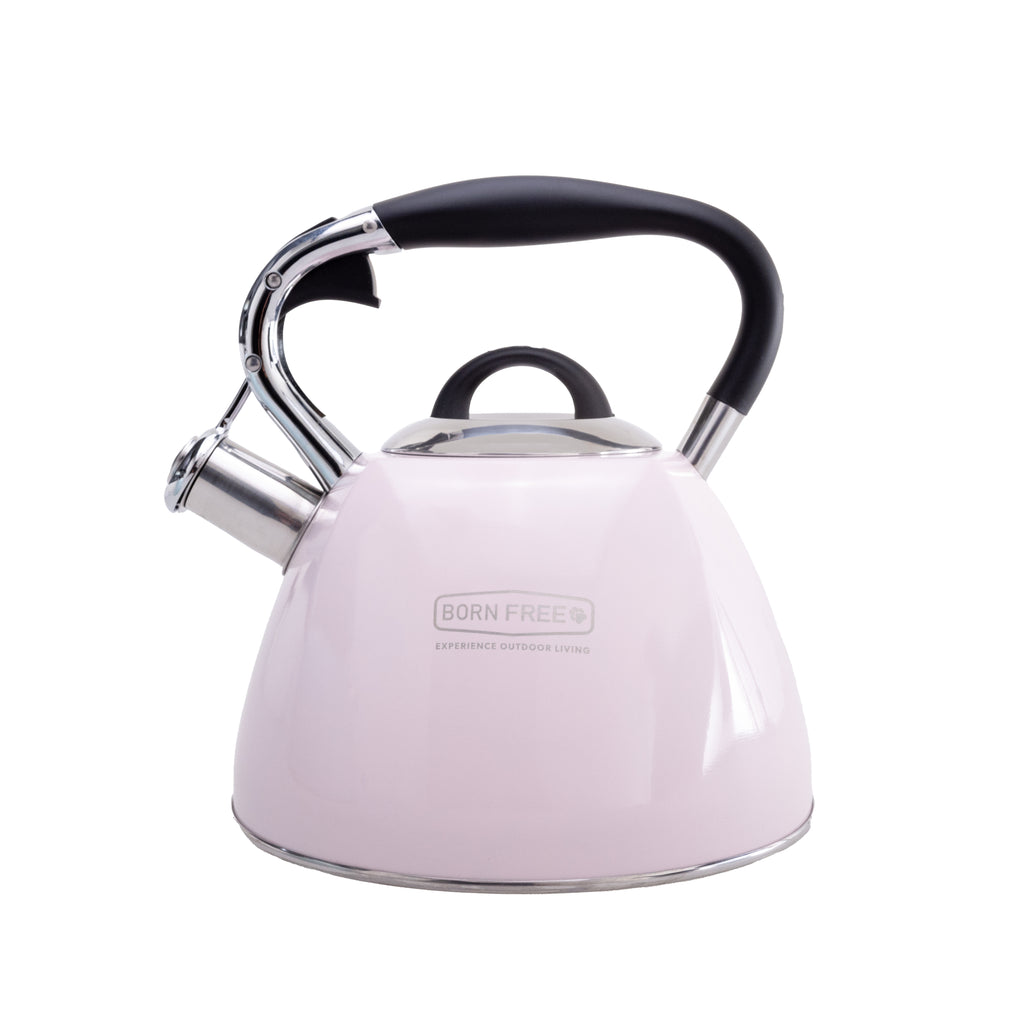 Pink whistling kettle by My Store with a classic design, featuring a sturdy handle and spout for boiling water.