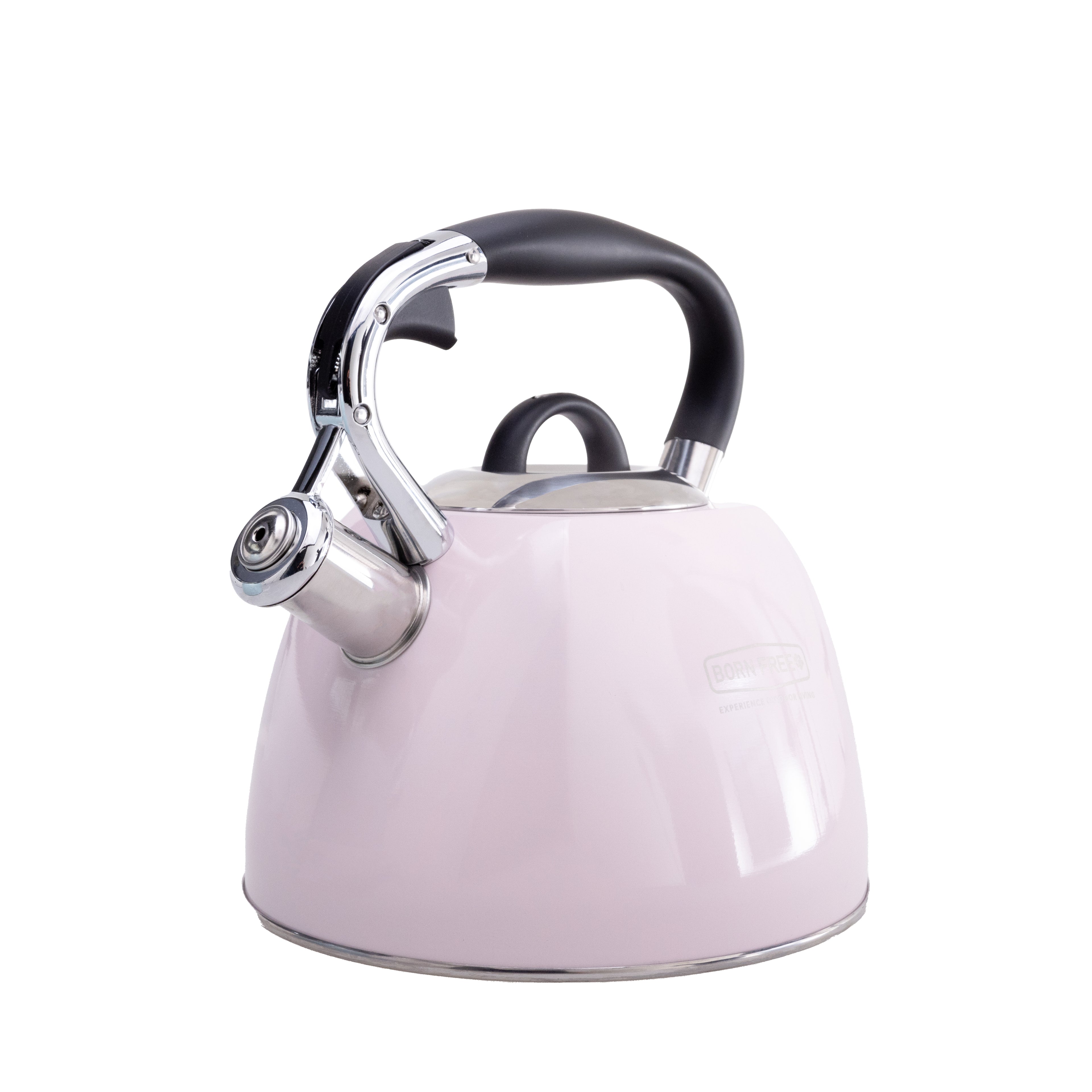 Pink whistling kettle from The Gas Boys featuring a classic design and a sturdy handle for boiling water.