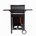 Back view of the BornFree Compact 2 Burner LPG Braai, an LPGSA approved portable outdoor cooking grill by My Store.