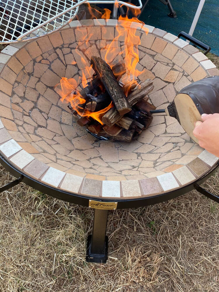 AlFresco Fire Pits by The Gas Boys, featuring a modern fire pit with a sturdy metal bowl and decorative design.