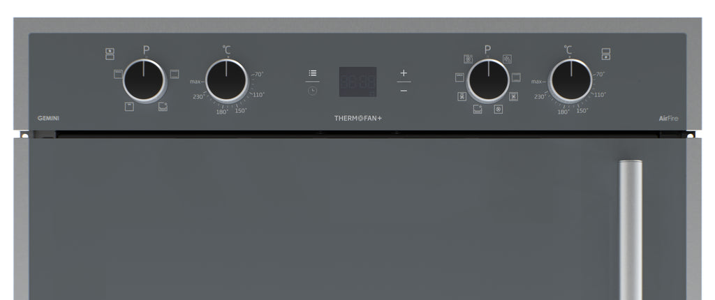 70cm Gemini Double Oven ThermoFan+ & AirFire Mirror - The Gas Boys
