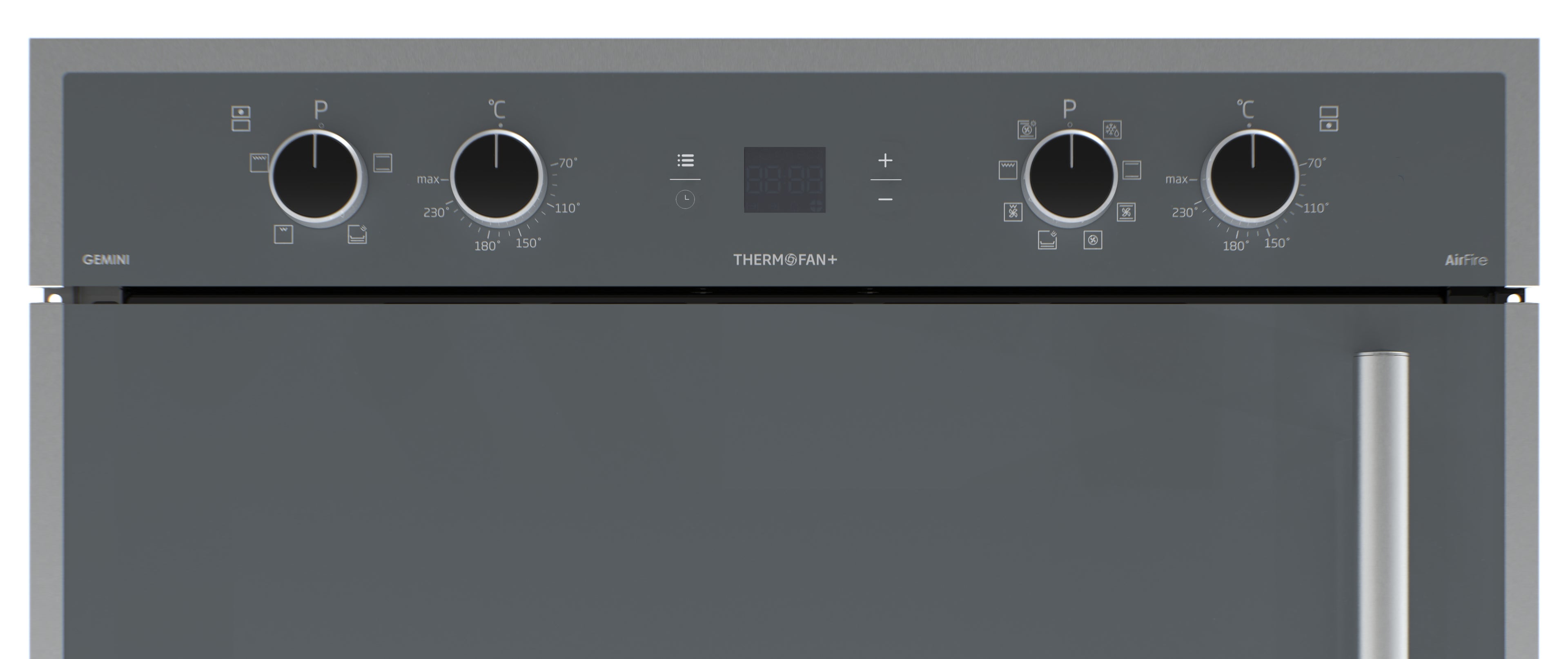 70cm Gemini Double Oven ThermoFan+ & AirFire Mirror - The Gas Boys