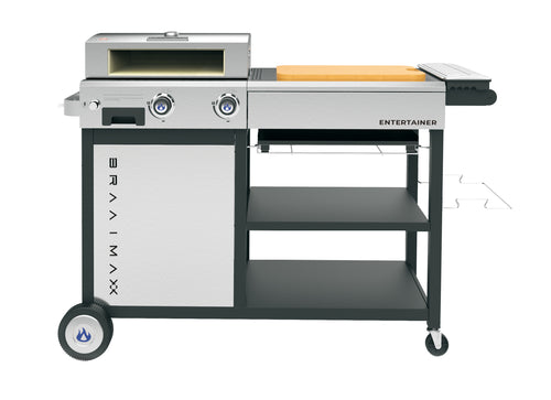 Cadac Braaimaxx entertainer braai with stainless steel construction and gas burners, ideal for outdoor grilling and entertaining.