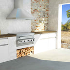 Chad-O-Chef hybrid braai outdoor cooking grill with stainless steel design and versatile grilling setup in a backyard setting.