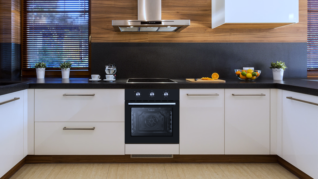 LUXE AM7006 60cm electric oven with 70L capacity, featuring digital controls and stainless steel finish from The Gas Boys