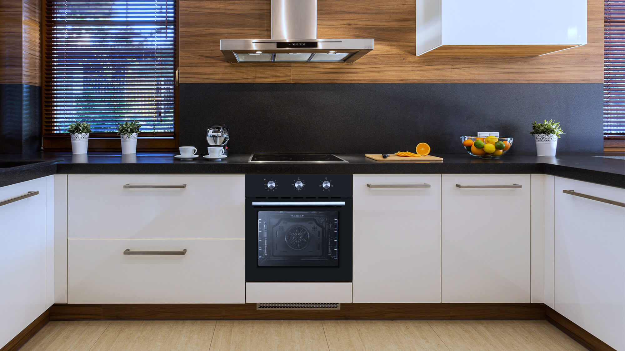 LUXE AM7006 60cm electric oven with 70L capacity, featuring digital controls and stainless steel finish from The Gas Boys