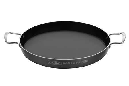 40 cm paella pan from The Gas Boys, featuring a durable stainless steel surface perfect for authentic cooking.