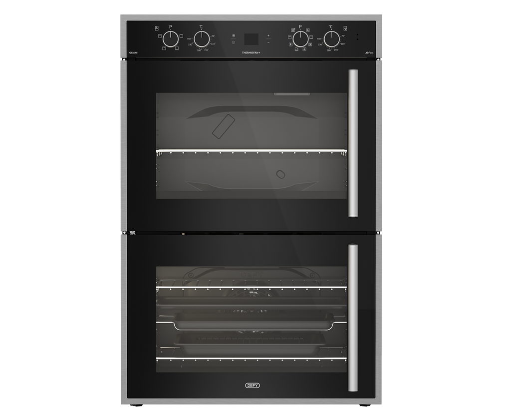 70cm Gemini Double Oven ThermoFan+ & AirFire Black - The Gas Boys