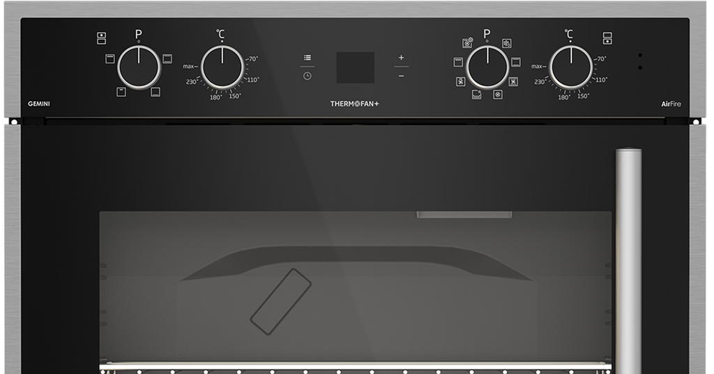 70cm Gemini Double Oven ThermoFan+ & AirFire Black - The Gas Boys