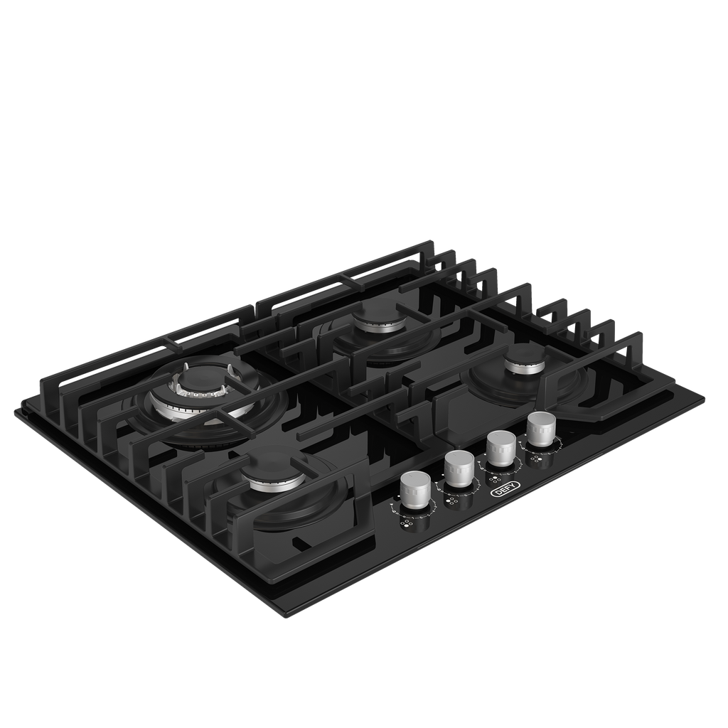 65cm Slimline Gas on Glass Hob Wok & Precise Flame Black - The Gas Boys