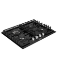 65cm Slimline Gas on Glass Hob Wok & Precise Flame Black - The Gas Boys