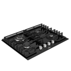 65cm Slimline Gas on Glass Hob Wok & Precise Flame Black - The Gas Boys