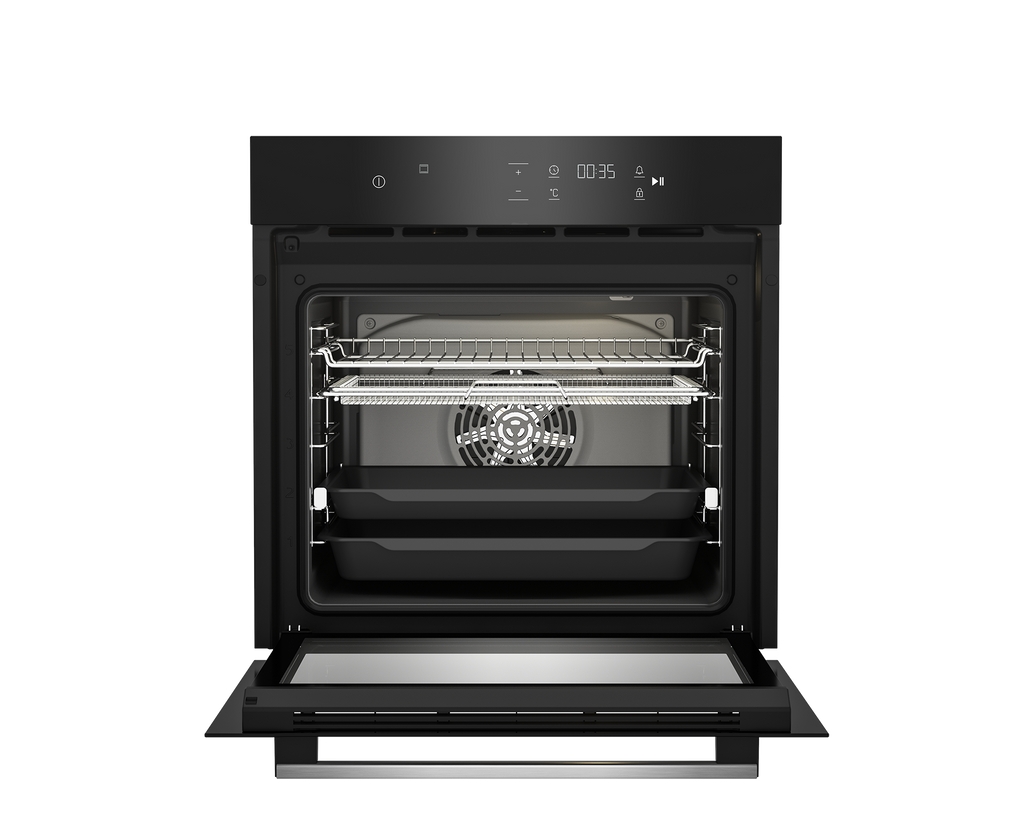 60cm Slimline Eye-Level Oven ThermoFan+ & AirFire Black - The Gas Boys