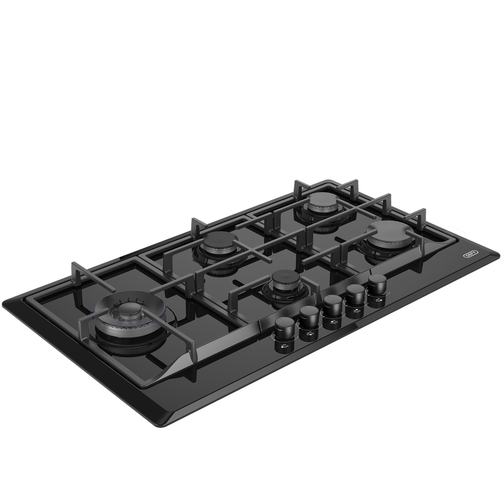 90cm Gemini Gas Hob with Wok Black - The Gas Boys