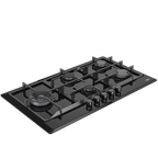 90cm Gemini Gas Hob with Wok Black - The Gas Boys