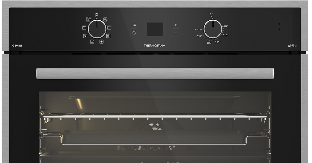 70cm Gemini Single Oven ThermoFan+ & AirFire Black - The Gas Boys