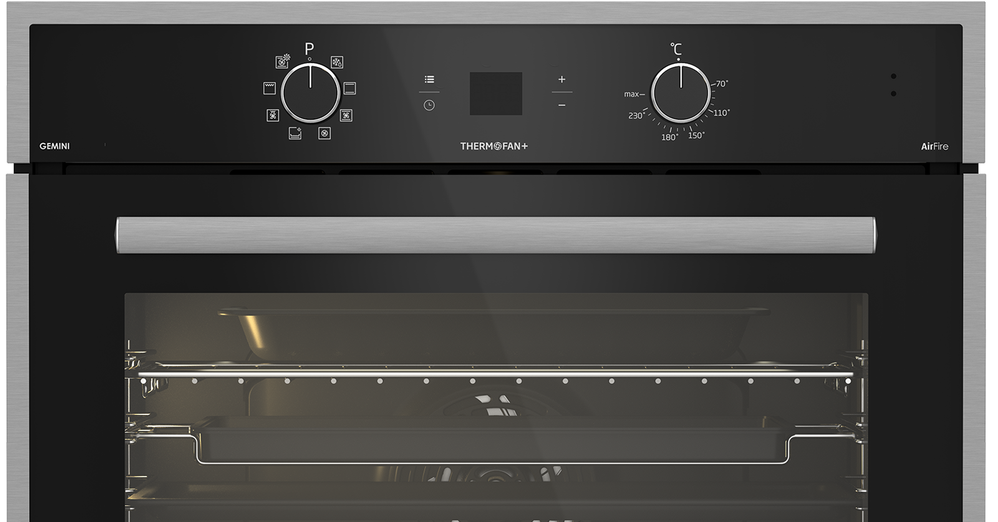 70cm Gemini Single Oven ThermoFan+ & AirFire Black - The Gas Boys