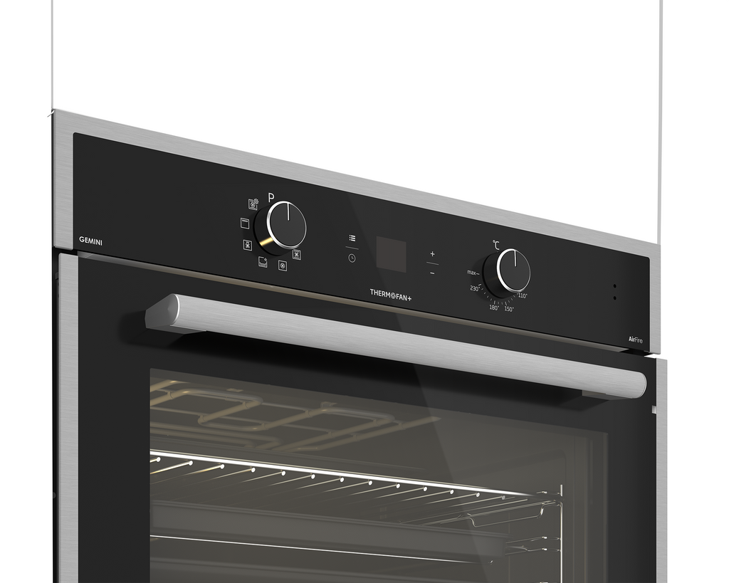 70cm Gemini Single Oven ThermoFan+ & AirFire Black - The Gas Boys