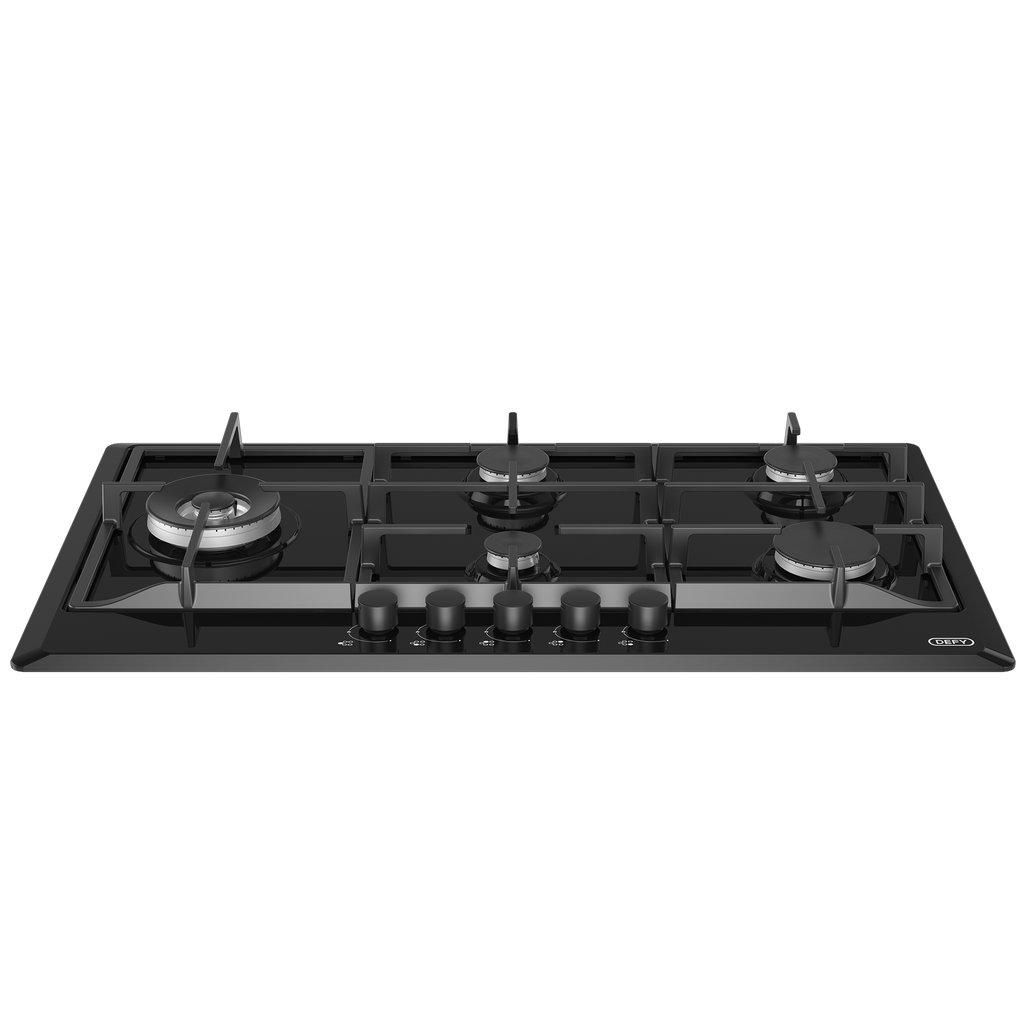 90cm Gemini Gas Hob with Wok Black - The Gas Boys