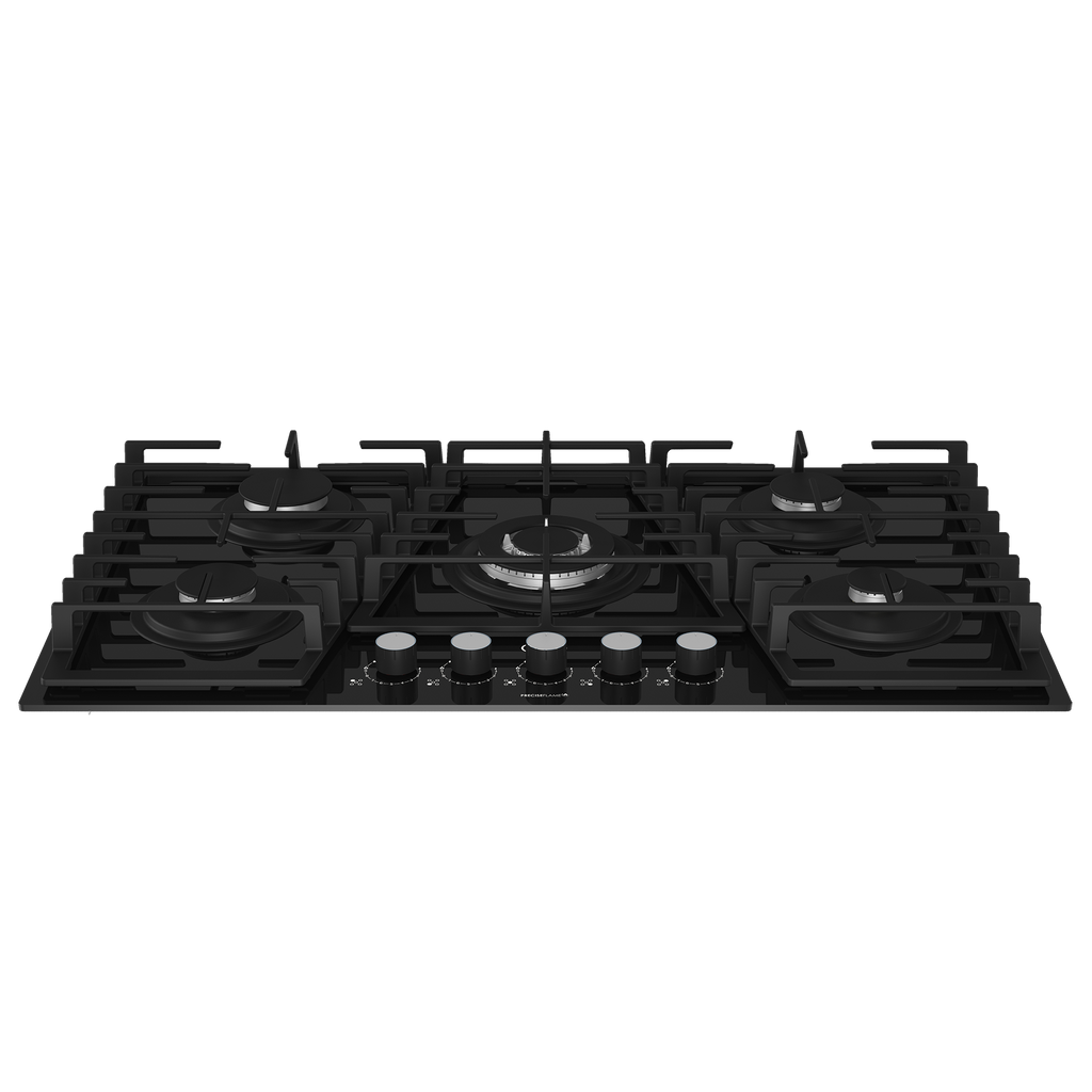 90cm Gemini Gas on Glass Hob with Wok Black - The Gas Boys