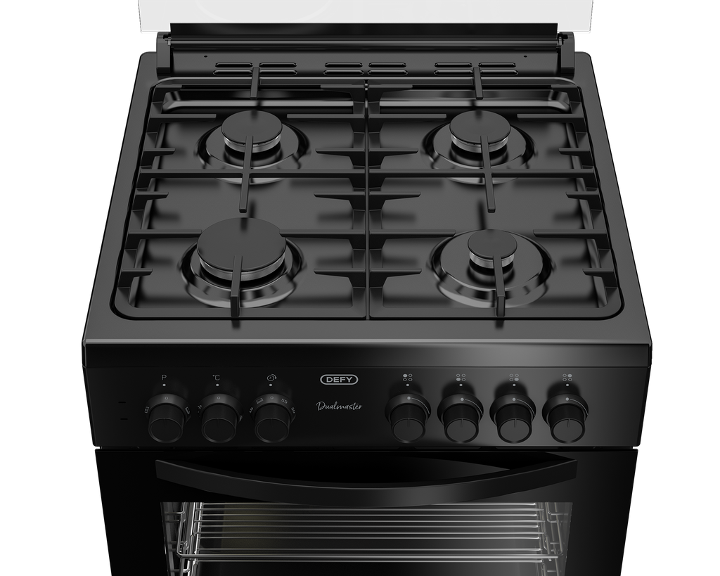 60cm Gas Electric Freestanding Stove Thermofan+ Black - The Gas Boys